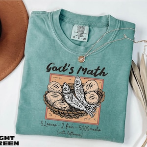 Guds matematik-tröja, rolig kristen tröja, bröd och fisk-tröja, religiös t-shirt, trosbaserad tröja, komfortfärgad t-shirt