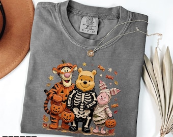Halloween Pooh and Friends Shirt, Bear Tiger Piglet Tee, Disney Spooky Sweatshirt, Disney Trip Halloween Sweater, Comfort Colors T-Shirt