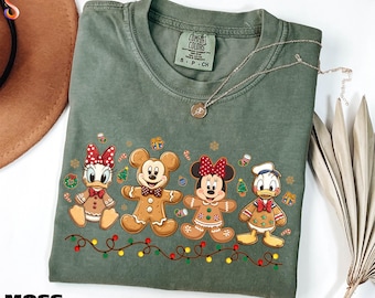 Mickey and Friends Gingerbread Shirt, Disney Christmas Tee, Gingerbread Cookie Sweatshirt, Disney Trip Sweater, Comfort Colors T-Shirt
