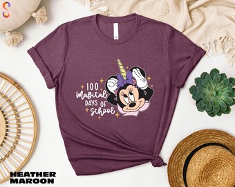 Disney 100 Magical Days of School Shirt, Minnie Mouse T-shirt, Back to School Sweatshirt, Disneyland Trip Sweater, Cute Teacher Gifts