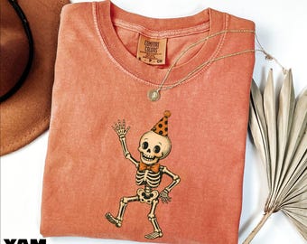T-shirt squelette rétro, T-shirt d'Halloween, Sweat-shirt graphique pour Halloween, Pull d'automne, T-shirt Comfort Colors