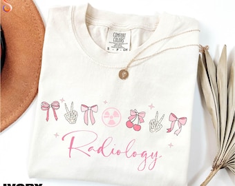 Camiseta de técnico de radiología, sudadera con capucha de técnico de rayos X, regalo para técnico de tomografía computarizada y resonancia magnética, suéter rosa de técnico de radiología, camiseta de colores cómodos
