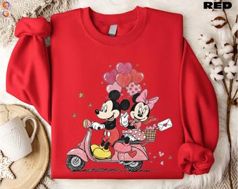 Mickey and Minnie Sweatshirt, Happy Valentine's Day Shirt, Disney Lovers Sweater, Cute Couples T-Shirt, Disneyland Sweatshirt