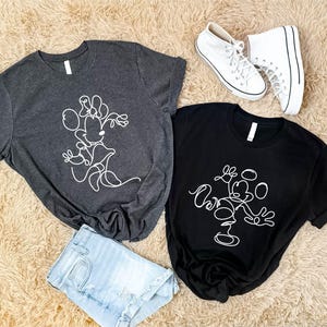 Micky und Minnie Skizze Shirt, Disney Familie Passender Pullover, Disney Sketch T-Shirt, Disneyland Reise Hoodie, Micky Maus Sweatshirt