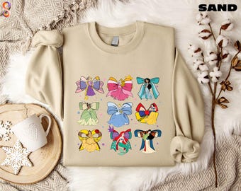 Disney Princess Sweatshirt, Cute Ribbons and Bows Sweatshirt, Princess Bow Sweatshirt, Cute Disney Princess Shirt, Disney Girls Shirt