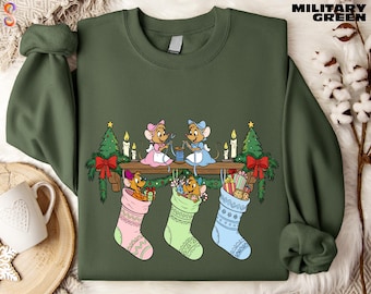 Princess Cinderella Sweatshirt, Jaq And Gus Mouse Tee, Disney Christmas Sweatshirt, Christmas Gift, Disney Trip Sweater