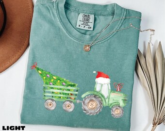 Christmas Tree Tractor Shirt, Rustic Farm Holiday Sweatshirt, Christmas Tree Tee, Comfort Colors T-Shirt