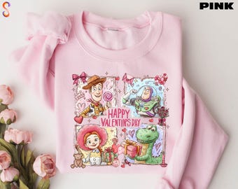 Sudadera de Toy Story para San Valentín, regalo de San Valentín, camiseta de viaje a Disney, suéter con personajes de la película Toy Story, camiseta XOXO