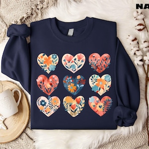 Flower Heart Sweatshirt, Valentine&#39;s Day Sweatshirt, Wildflower&#39;s Heart Shirt, Mother&#39;s Day Gift, Floral Heart T-Shirt, Cute Heart Hoodie