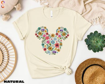 Floral Mickey Head T-shirt, Disney Shirt, Disney Family Shirt, Floral Disney Sweatshirt, Mickey Mouse Shirt, Disney Vacation Sweater