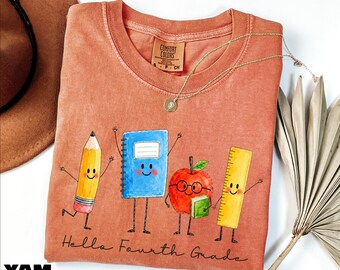 Hello Fourth Grade Shirt, 4th Grade Teacher Tee, Back To School Sweatshirt, Teacher Team Sweater, Comfort Colors T-Shirt