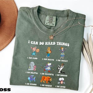 Camiseta "Puedo hacer cosas difíciles", camiseta con personajes de libros infantiles, suéter "Cree en ti mismo", sudadera "De vuelta al cole", camiseta con colores cómodos