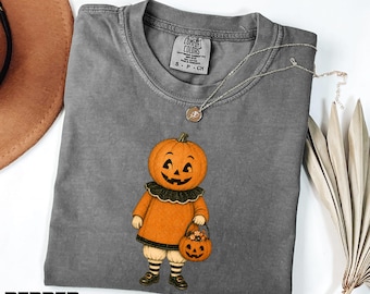 T-shirt citrouille, T-shirt rétro Halloween, Sweat-shirt saison des frissons, Pull d'automne, T-shirt saison des citrouilles, T-shirt Comfort Colors