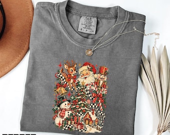 Retro Christmas Collage Shirt, Nostalgic Holiday Sweatshirt, Santa Winter Graphic Tee, Comfort Colors T-Shirt