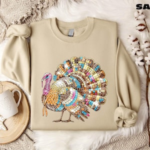 Disco Ball Turkey Sweatshirt, Thanksgiving Turkey Hoodie, Thanksgiving Dinner Shirt, Funny Thankful Gift, Friendsgiving Tee, Colorful Turkey