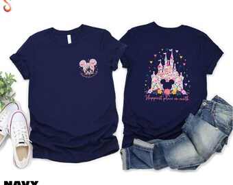 T-shirt « L'endroit le plus magique au monde », T-shirt Mickey et Minnie, T-shirt Château Magique Disney, Sweat à capuche Voyage à Disneyland, Pull fleuri Magic Kingdom