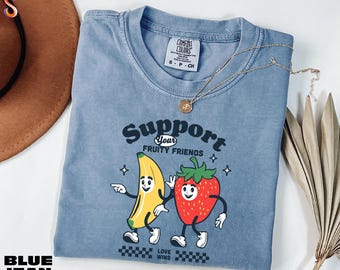 T-shirt « Soutenez vos amis fruités », T-shirt « Joyeuse Fierté », T-shirt du mois des fiertés, Sweat-shirt LGBTQ+, Pull « Droits des homosexuels », T-shirt « Couleurs confortables »