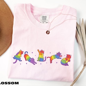 Magliette con gatti LGBTQ, maglietta per amanti dei gatti, maglione "L'amore è amore", felpa per i diritti uguali, maglietta Comfort Colors per l'attivismo politico