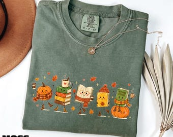 All Booked For Fall Shirt, Bookish Shirt, Gift for Book Nerd, Book Club Sweatshirt, Librarian Sweater, Comfort Colors T-Shirt