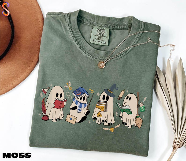 Ghost Reading Books Shirt, Bookish Halloween Tee, Halloween Book Lover ...