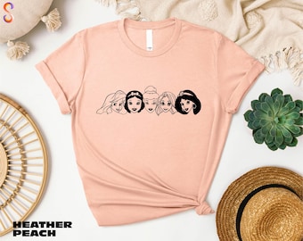 ディズニープリンセスシャツ、ディズニー旅行Tシャツ、ディズニーシャツ、ディズニープリンセススウェットシャツ、彼女へのギフト、プリンセスガールシャツ、ディズニーガールズ旅行