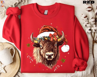 Christmas Cow Sweatshirt, Highland Cow Shirt, Western Christmas Sweater, Farm Christmas T-Shirt, Cow Lover Gift, Christmas Gift