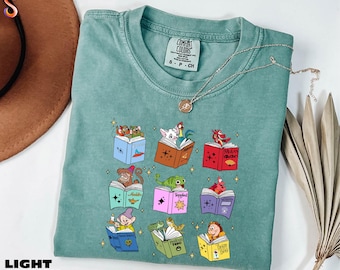 Disney Princess Sidekicks bokklubbströja, bokälskarpresent, Disney lästurnétröja, bibliotekarietröja, t-shirt med bekväma färger