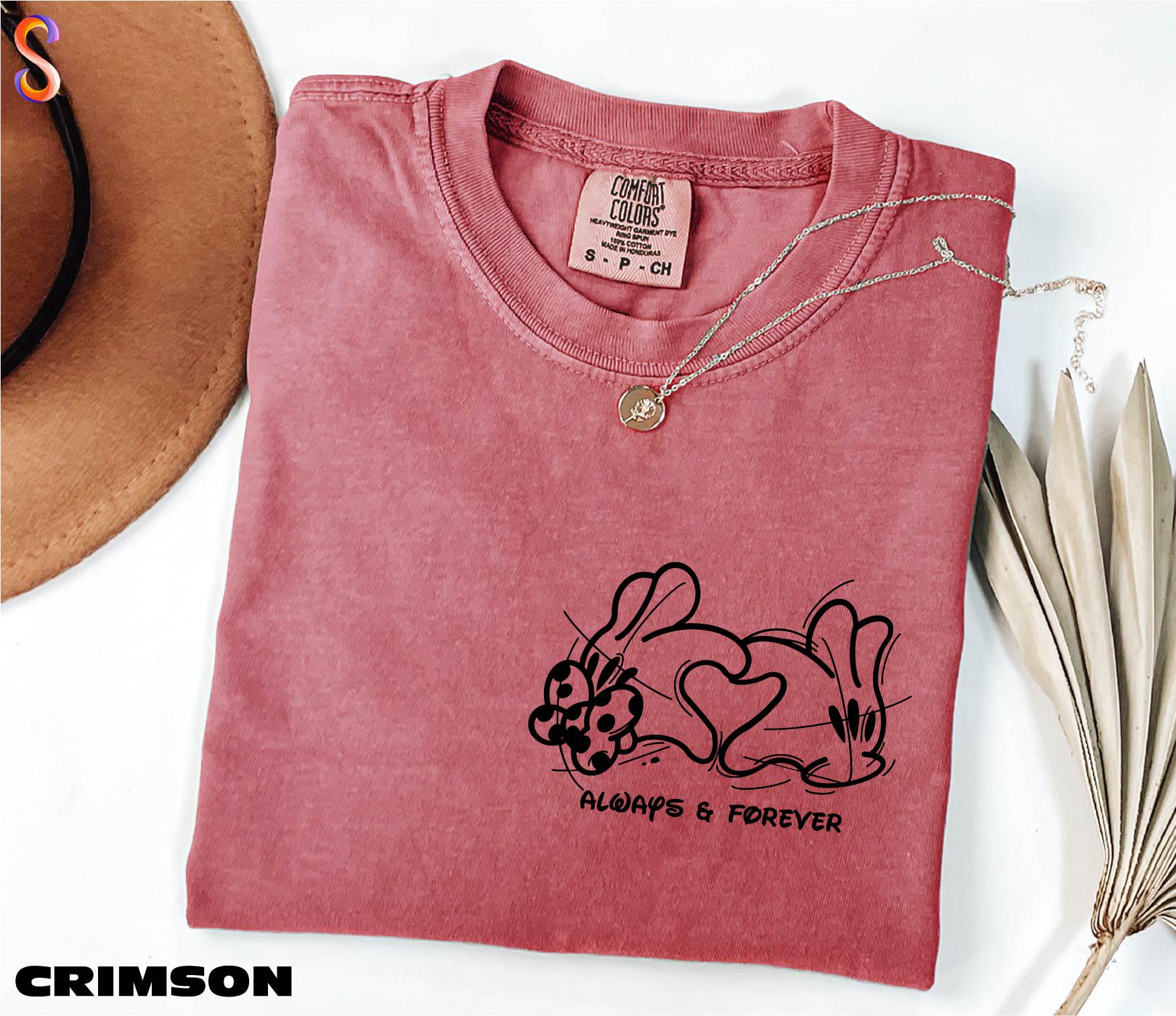Comfort Colors Always and Forever T-Shirt, Mickey and Minnie Heart Hands Shirt, Disney Couples Shirt, Mickey and Minnie Sweatshirt