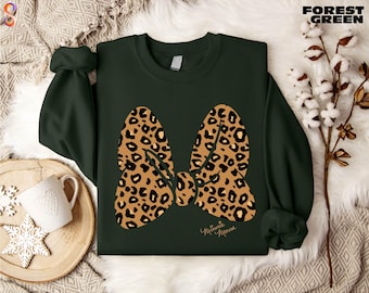 Minnie Mouse Bow Sweatshirt, Leopard Print Bow Shirt, Disneyland Shirt, Disney Minnie Mouse Sweater, Minnie Girl Trip Shirt, Gift for Her