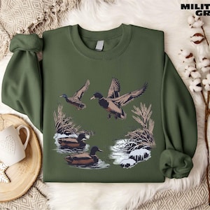 Ente Sweatshirt, Wildente Sweatshirt, Fliegende Enten Jagd Shirt, Jäger Geschenk, Enten Jagd Geschenk für Männer, Hes Jagd Shirt, Jagd Shirt