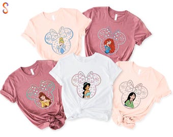 Disney Princess Shirt, Minnie Head T-Shirt, Disneyland Girls Trip Tee, Magic Kingdom Sweatshirt, Gift for Her, Princess Matching Hoodie