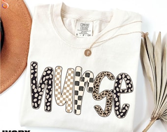 Checkered Nurse Shirt, Gift for Nurse, New Nurse Graduation Sweatshirt, Medical School Tee, Nursing Sweater, Comfort Colors T-Shirt