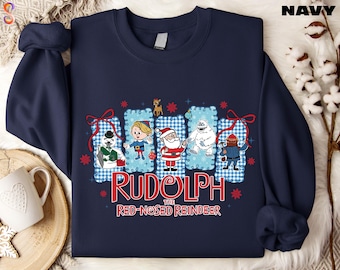Rudolph the Red-Nosed Reindeer Shirt, Christmas Holiday Sweater, Merry Christmas Tee, Comfort Colors T-Shirt