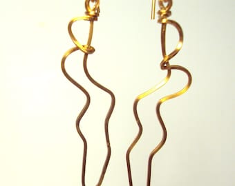 Wire Wrap Copper Earrings Artisan Handmade
