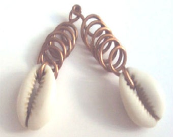 Cowrie Shell Copper Coiled Earrings