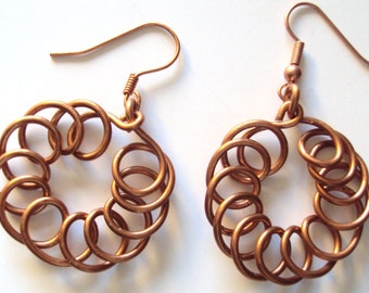 Copper Coiled Dangles Earrings