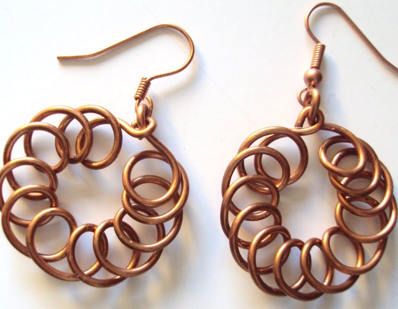 Copper Coiled Dangles Earrings Etsy
