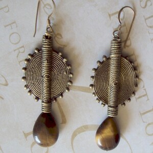 Large African Baule Tigereye Earrings image 3