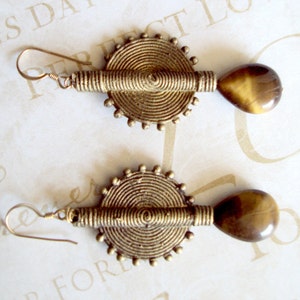 Large African Baule Tigereye Earrings image 4