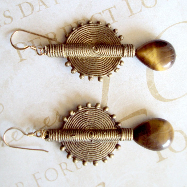 Large African Baule Tigereye Earrings image 4