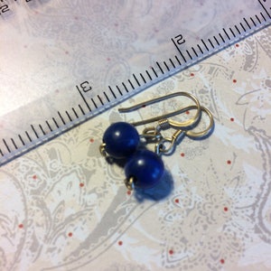 Lapis lazuli earrings on 14kt gold filled wire. Solid blue, no gold. image 1