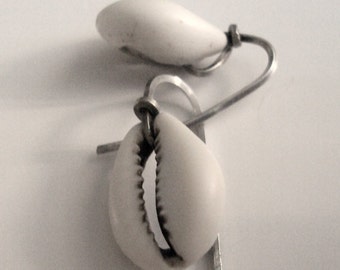 Cowrie Shell Ear Spear Earrings in 92 5  Sterling Silver