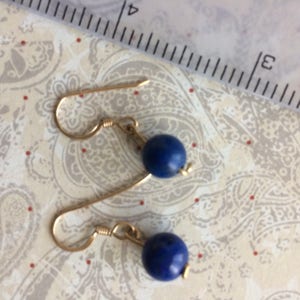 Lapis lazuli earrings on 14kt gold filled wire. Solid blue, no gold. image 2