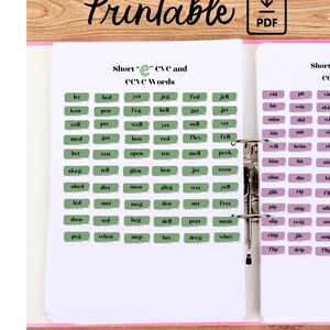 Imprimable/tableau d'étude de la phonétique/mots CVC et CCVC/entraînement à la lecture/pour la classe, classeurs occupés, enseignement à domicile/lecteurs débutants