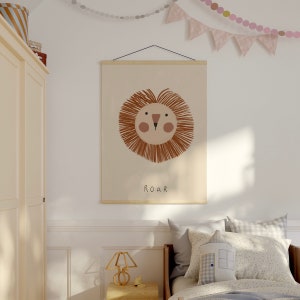Jungle Lion Print Minimal Boho Nursery Decor Animal Print Lion Kids Room Decor Scandinavian Art Baby Shower Gift Safari Décor Digital Print