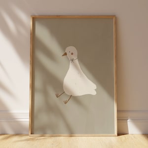 Impression idiote petite oieImpression bohème minimaliste pour chambre de bébéArt mural animal mignon neutre en termes de genreDécor pour enfants aux tons silencieuxArt scandinave Impression numérique