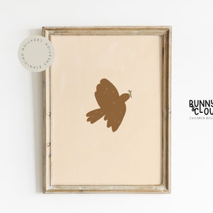 Bird Boho Nursery Print Cute Animal Wall Art Gender Neutral Kids Decor Scandinavian Art Bohemian Art for Playroom Decor, Digital Print
