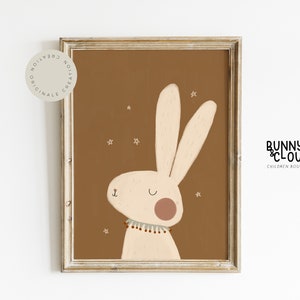 Bunny print minimale boho kinderkamer decor dierenprint genderneutraal kinderkamer decor Scandinavische kunst, kraamcadeau, digitale print