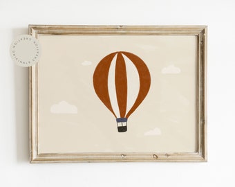 Hot Air Balloon Nursery Print Minimal Boho Decor Gender Neutral Kids Room Decor Scandinavian Art Baby Shower Gift Digital Print