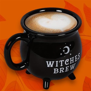 Witches Brew Cauldron | Mug Ceramic | Coffee, Milk, Water, Tea Cups | Halloween Mug | Witchy Gifts Kitchen Halloween Decor | Brew Mug